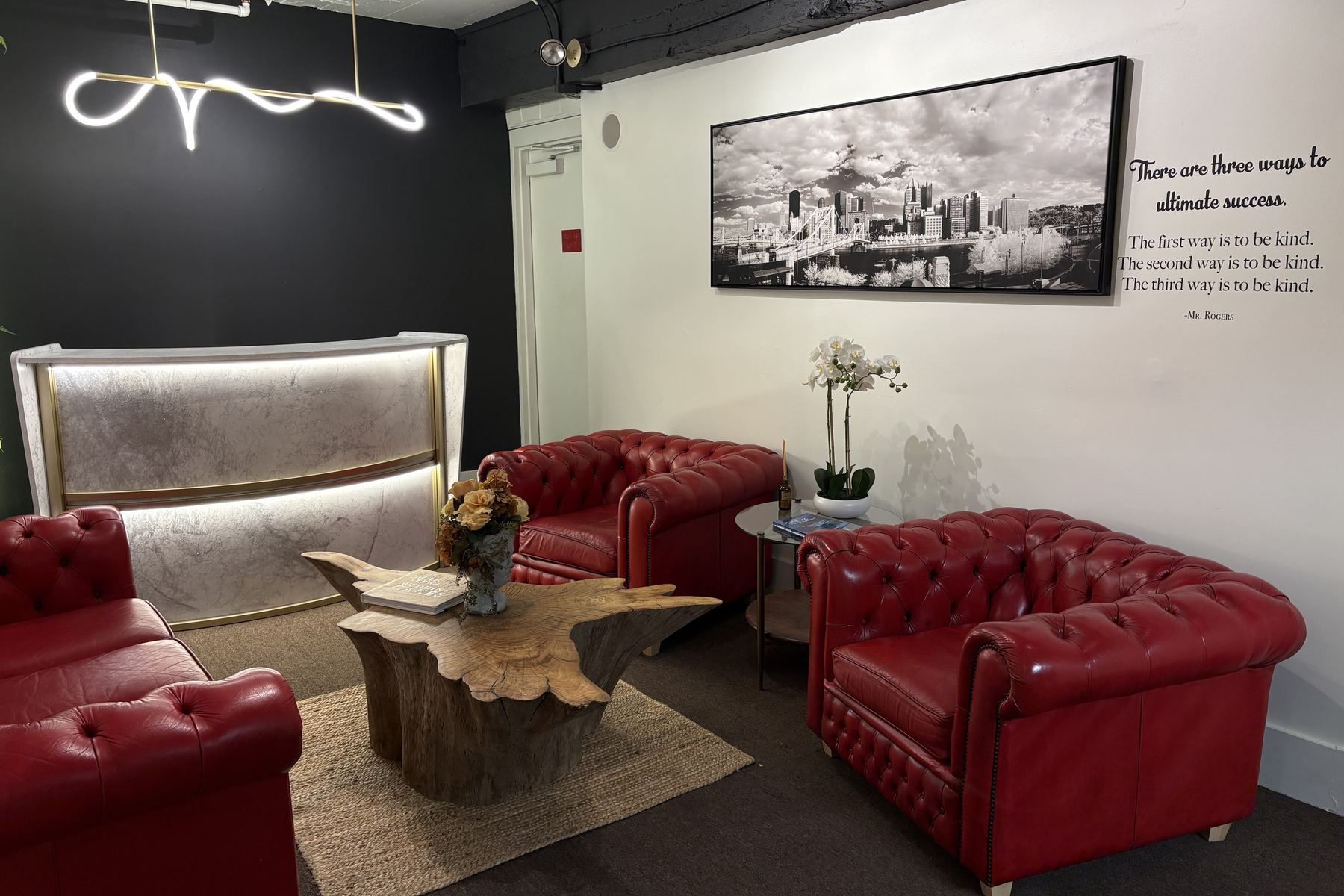 The lounge and reception area