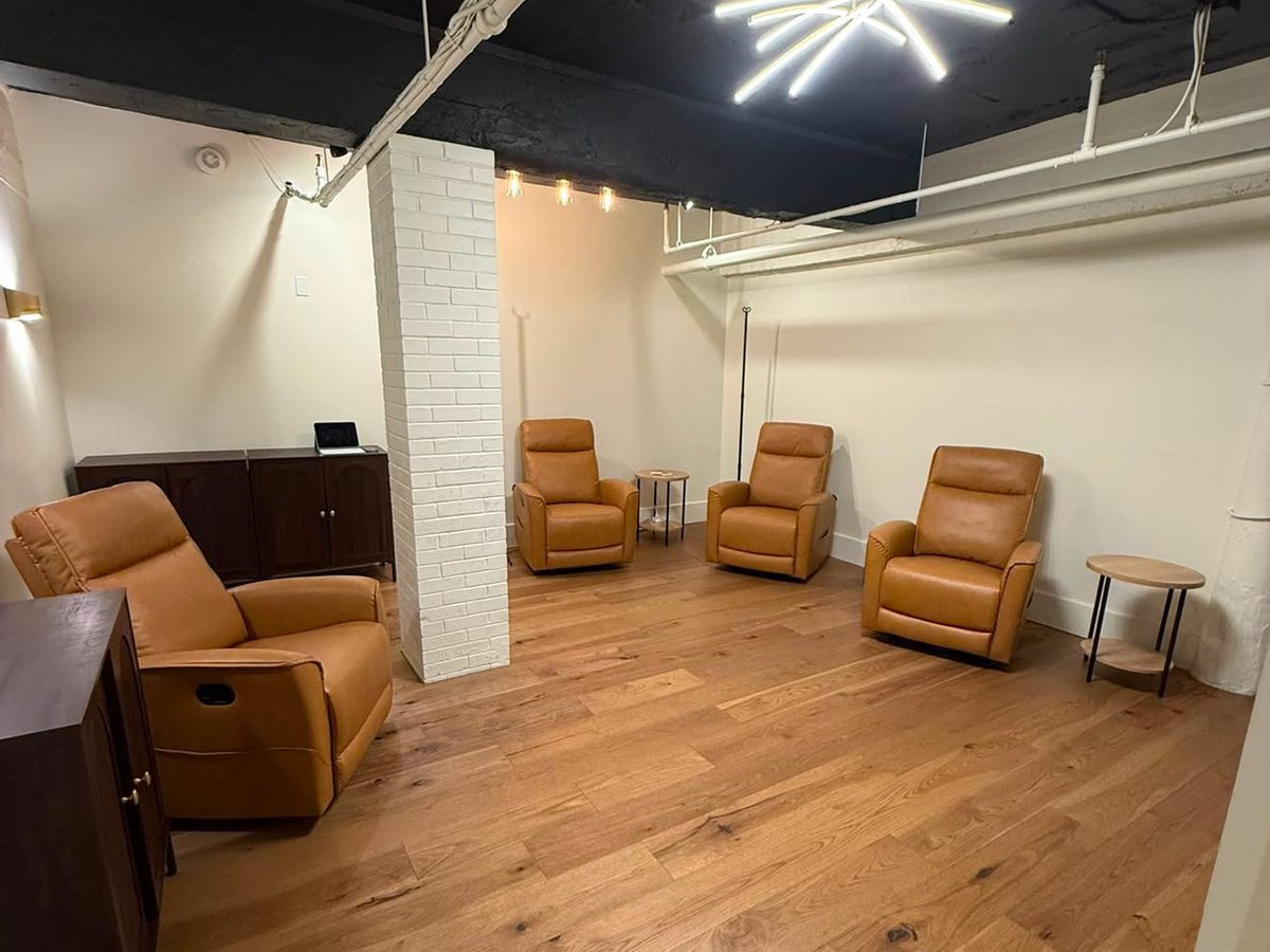 Luvi Wellness IV therapy lounge with leather recliners